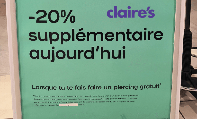 Offre du moment Claire’s